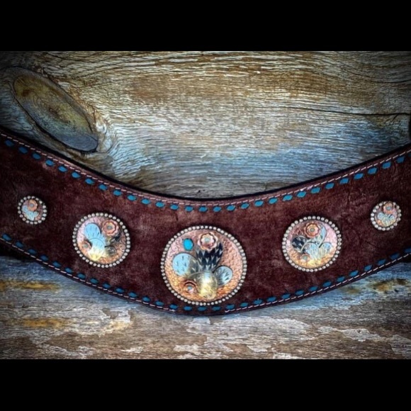 🆕 Leather & Silver Concho Tripping Breast Collar - Picture 3 of 5